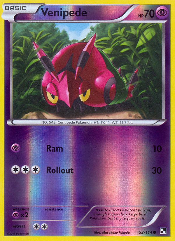 Black & White Venipede #52/114 reverse holo